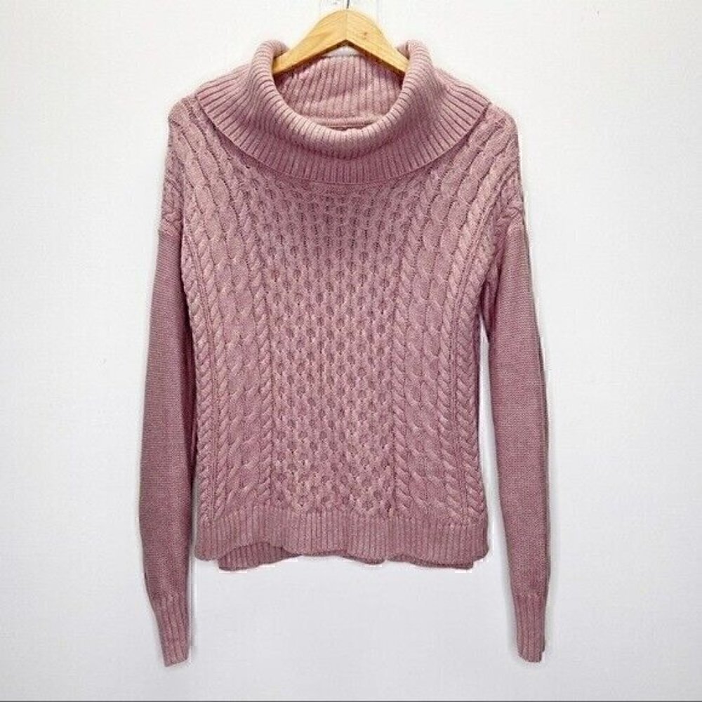 American Eagle Mauve Pink Cable Knit Sweater Sz XS